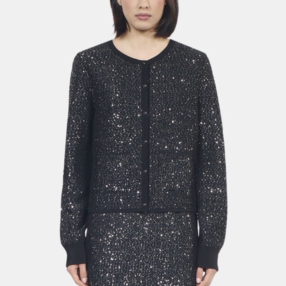 NWT | The Kooples | Black Knit Cardigan Sweater  | Silver Sequin-Embellished